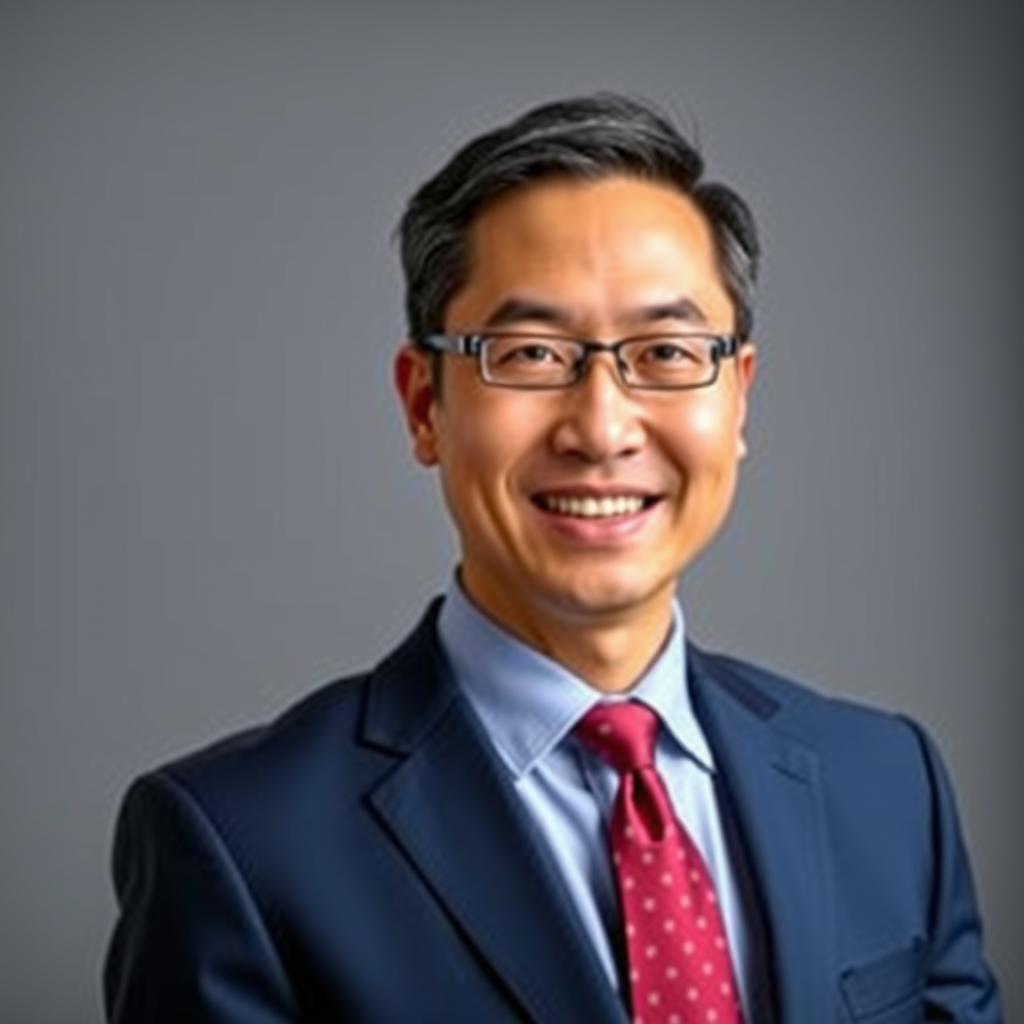 Professional headshot of David Park, a Certified Financial Planner wearing a navy blue suit and burgundy tie, smiling warmly at the camera against a neutral grey background