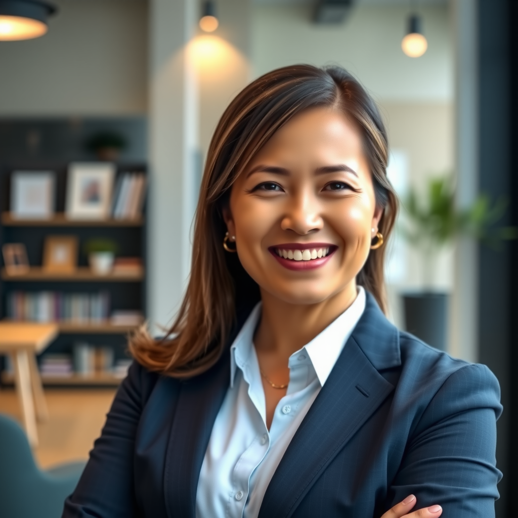 Professional headshot of Jennifer Martinez, Chief Technology Officer, wearing modern business attire with a warm smile, in a contemporary office environment